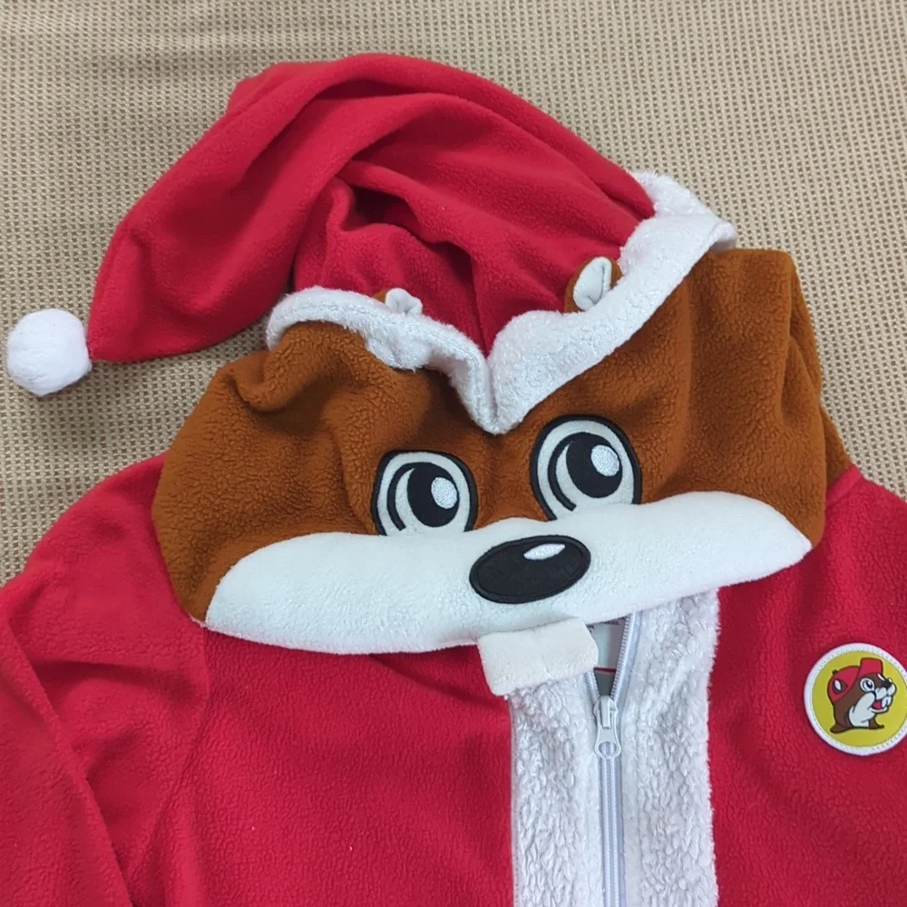 Buc-ee's, Youth  Beaver Christmas Onesie Pajamas/Costume. Size Medium /Large